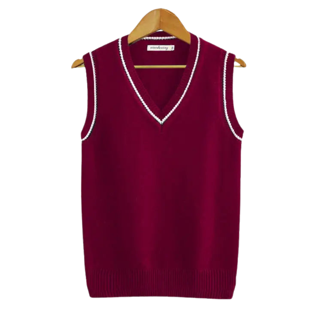 Dame Strikket Sweatervest med V-hals | Klassisk Pasform
