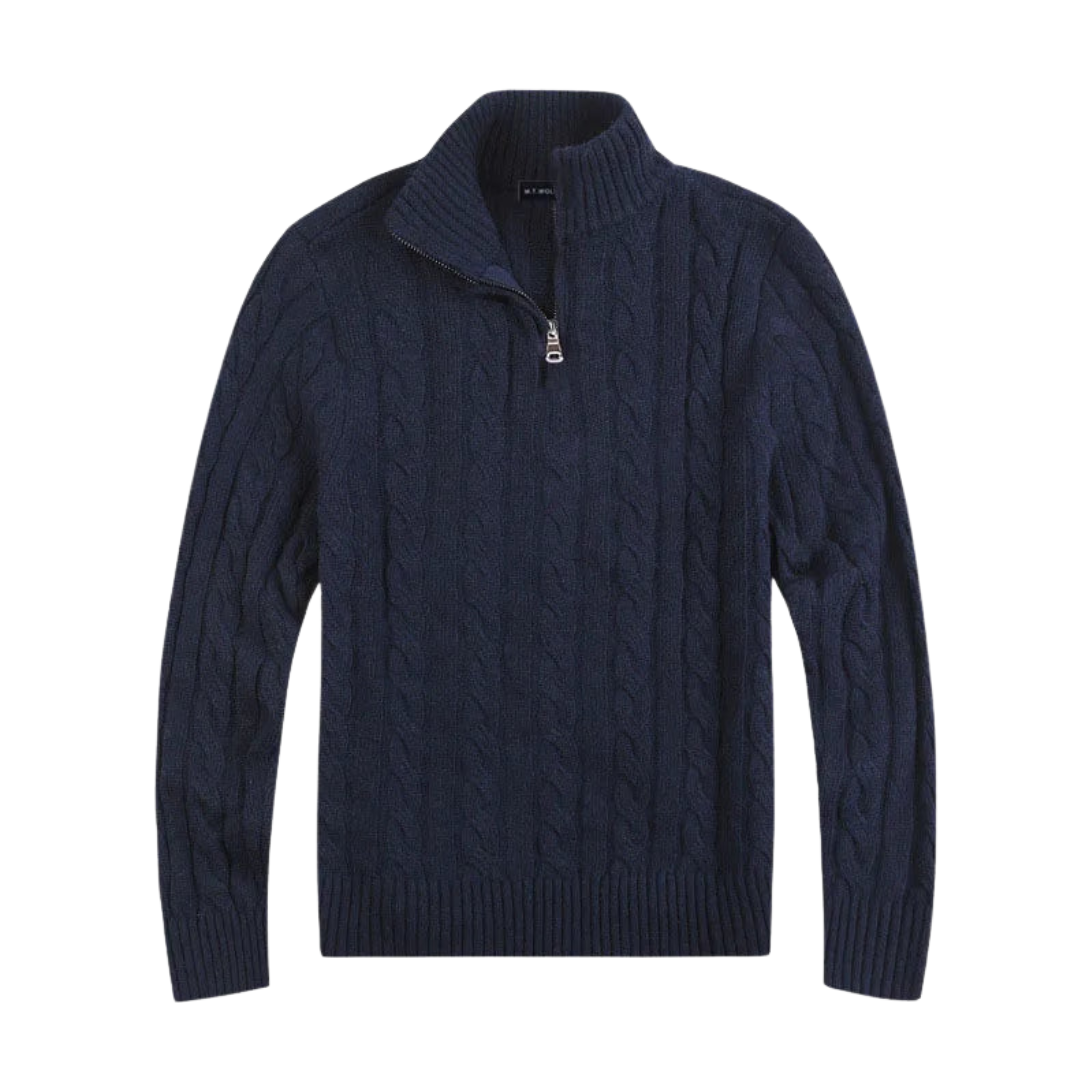 Herre Strikket Half Zip Trøje | Komfortabel Pasform