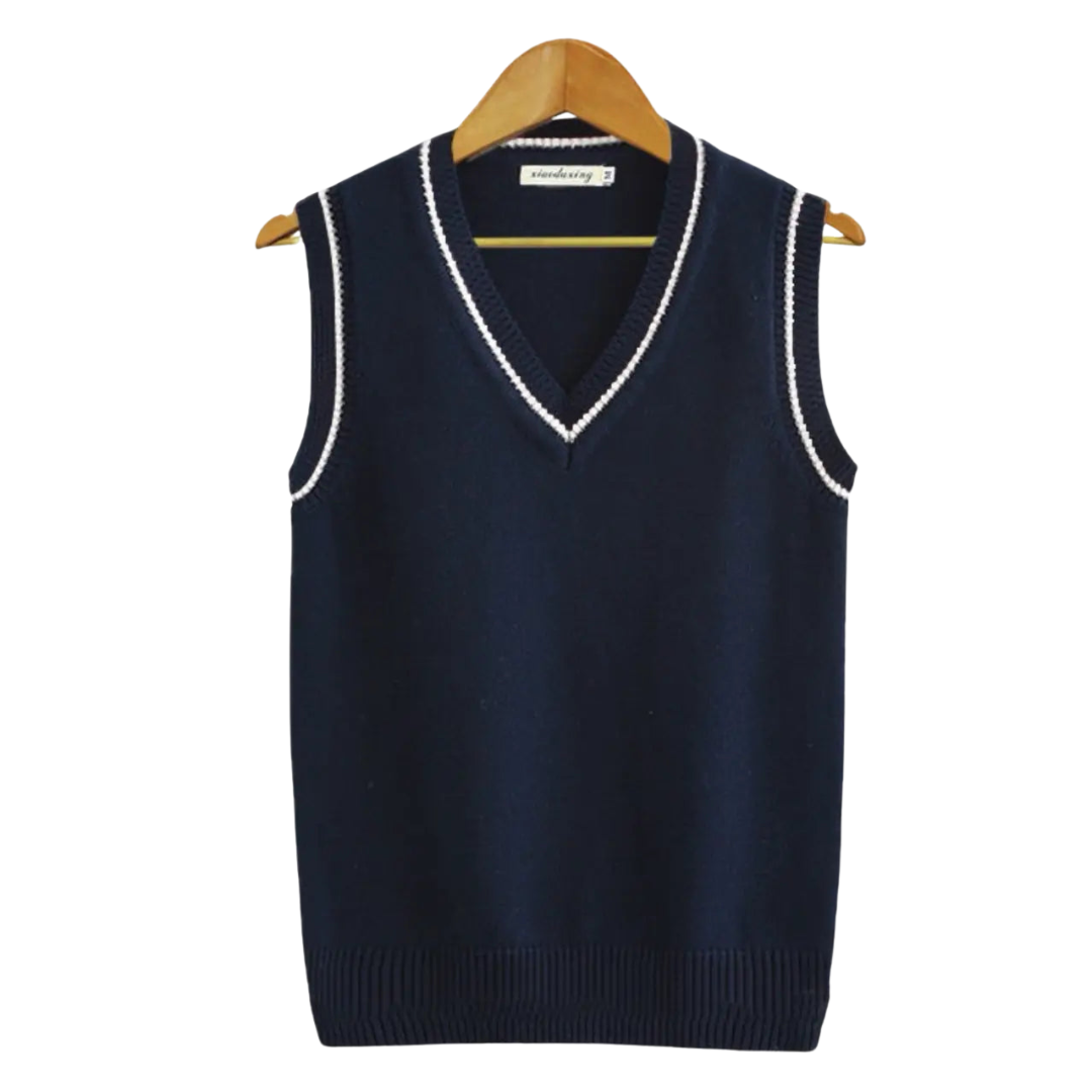 Dame Strikket Sweatervest med V-hals | Klassisk Pasform