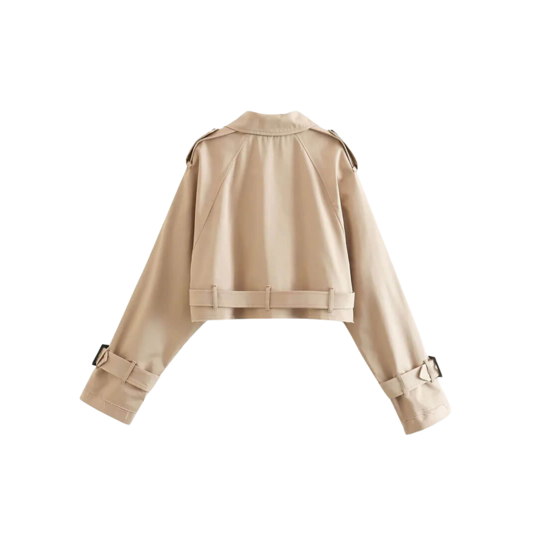 Dame Kort Trenchcoat med Bælte | Elegant Pasform