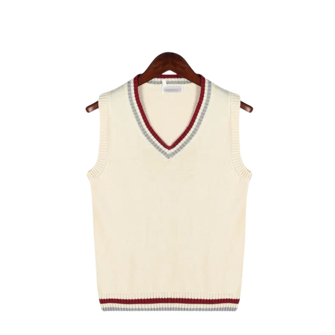 Dame Strikket Sweatervest med V-hals | Klassisk Pasform