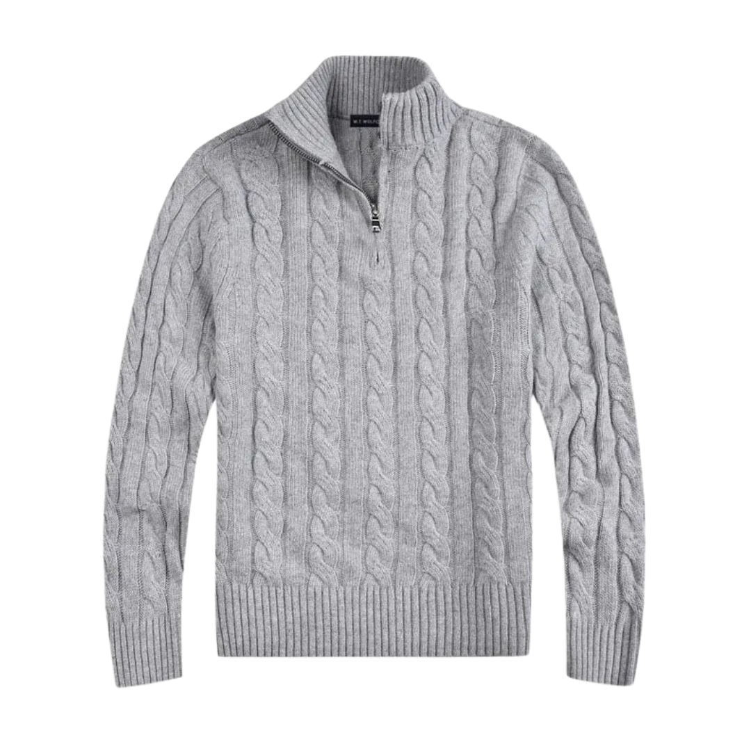 Herre Strikket Half Zip Trøje | Komfortabel Pasform