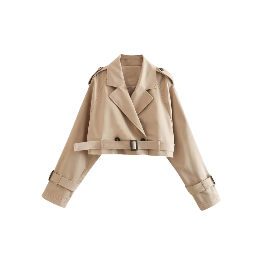 Dame Kort Trenchcoat med Bælte | Elegant Pasform