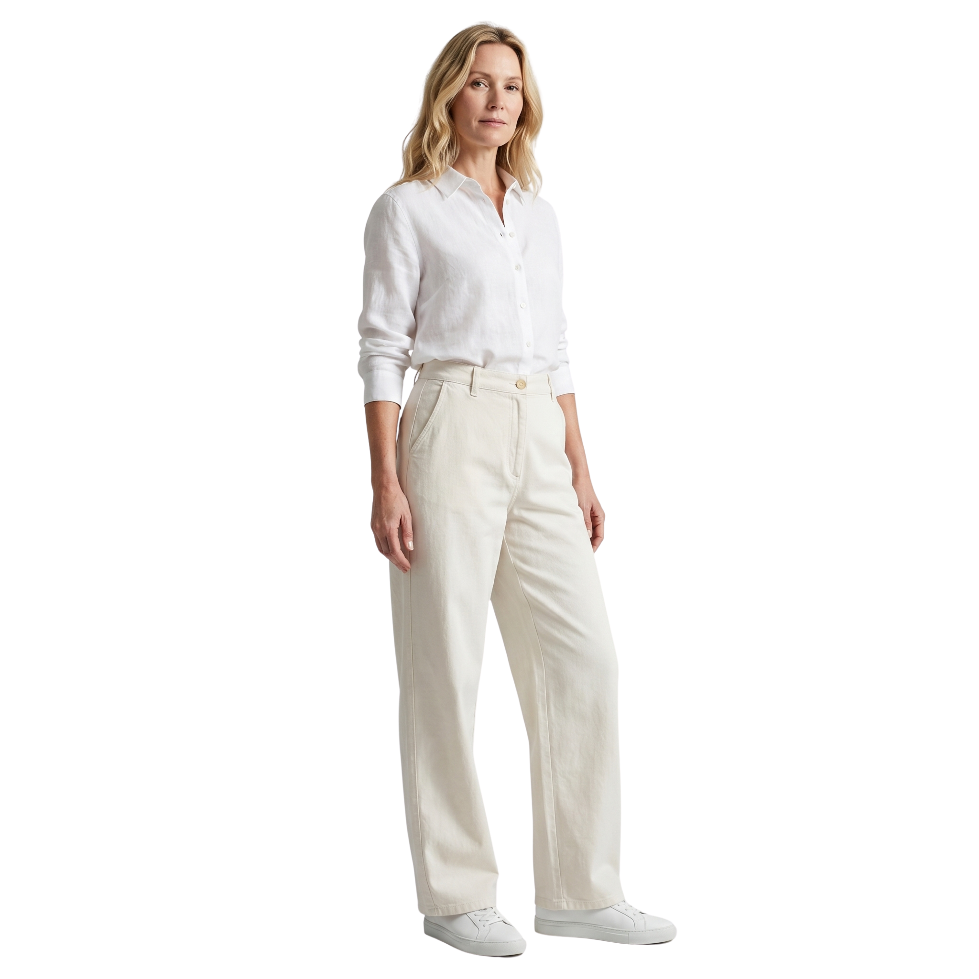Dame Hørbukser i Off White | Let Pasform