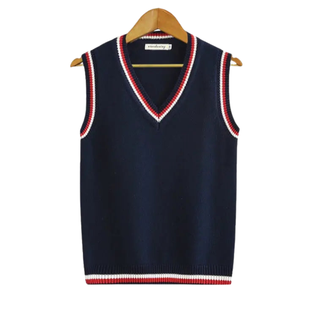 Dame Strikket Sweatervest med V-hals | Klassisk Pasform