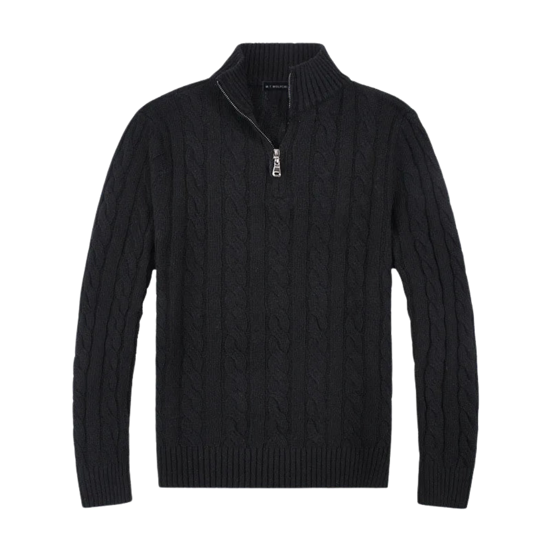 Herre Strikket Half Zip Trøje | Komfortabel Pasform