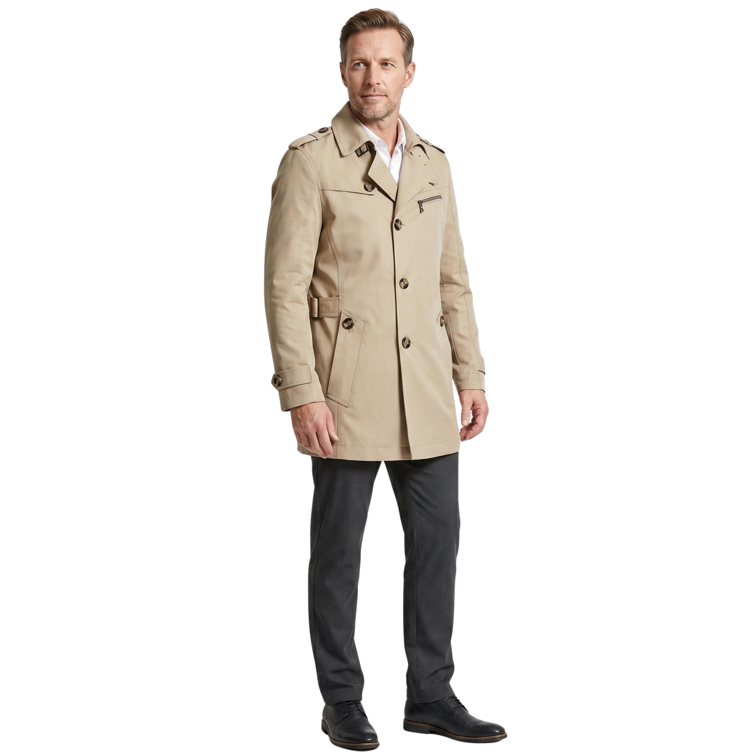 Herre Tidløs Trenchcoat | Klassisk Design