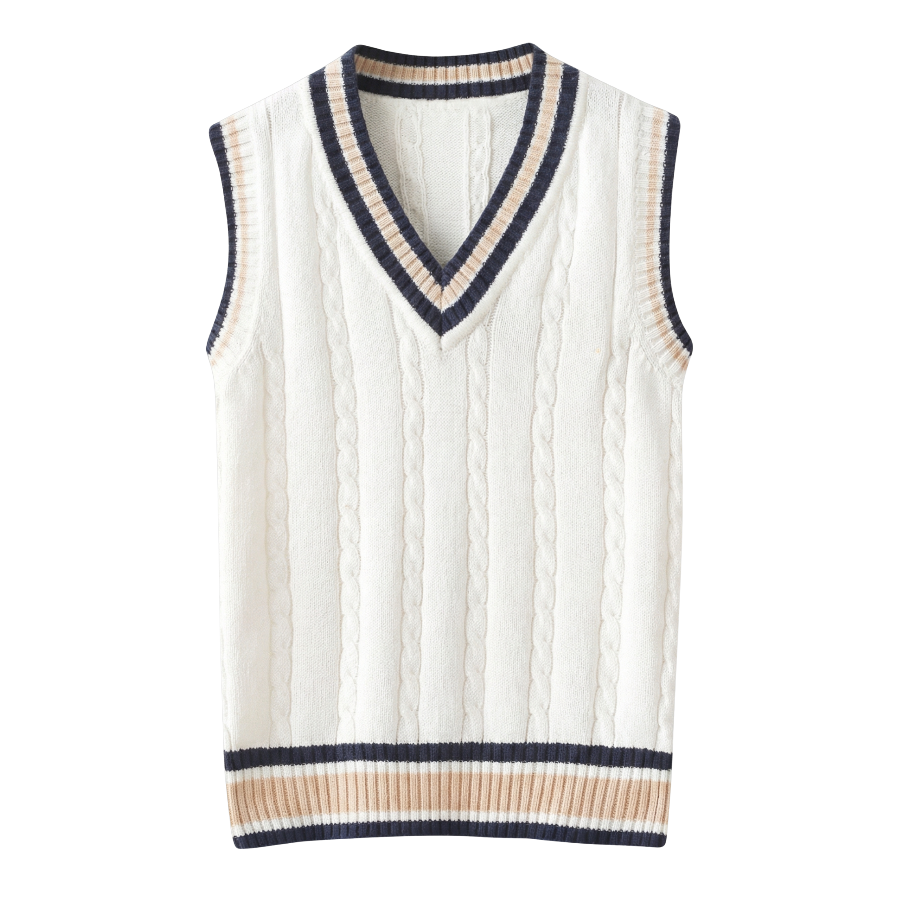 Dame Strikket Sweatervest med V-hals | Klassisk Pasform