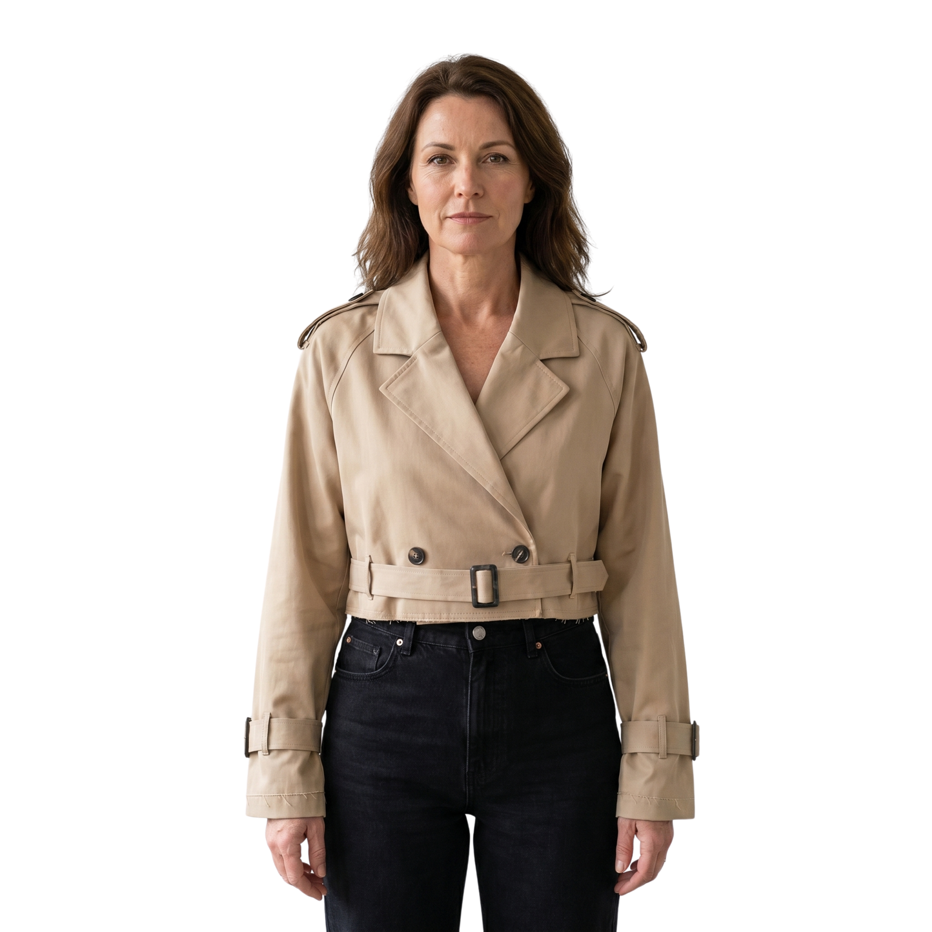 Dame Kort Trenchcoat med Bælte | Elegant Pasform