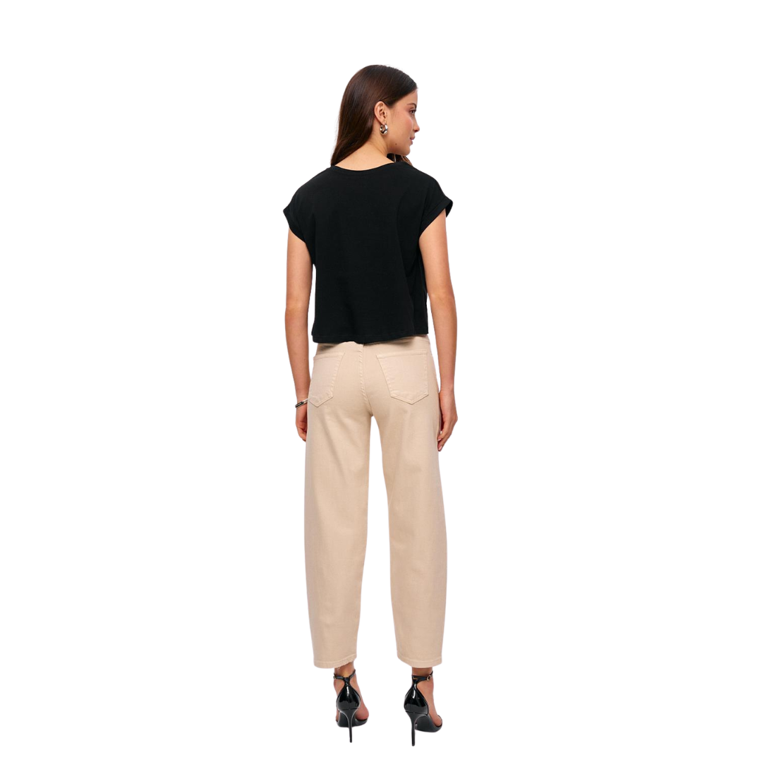 Dame Højtaljede Jeans med Lige Ben | Beige
