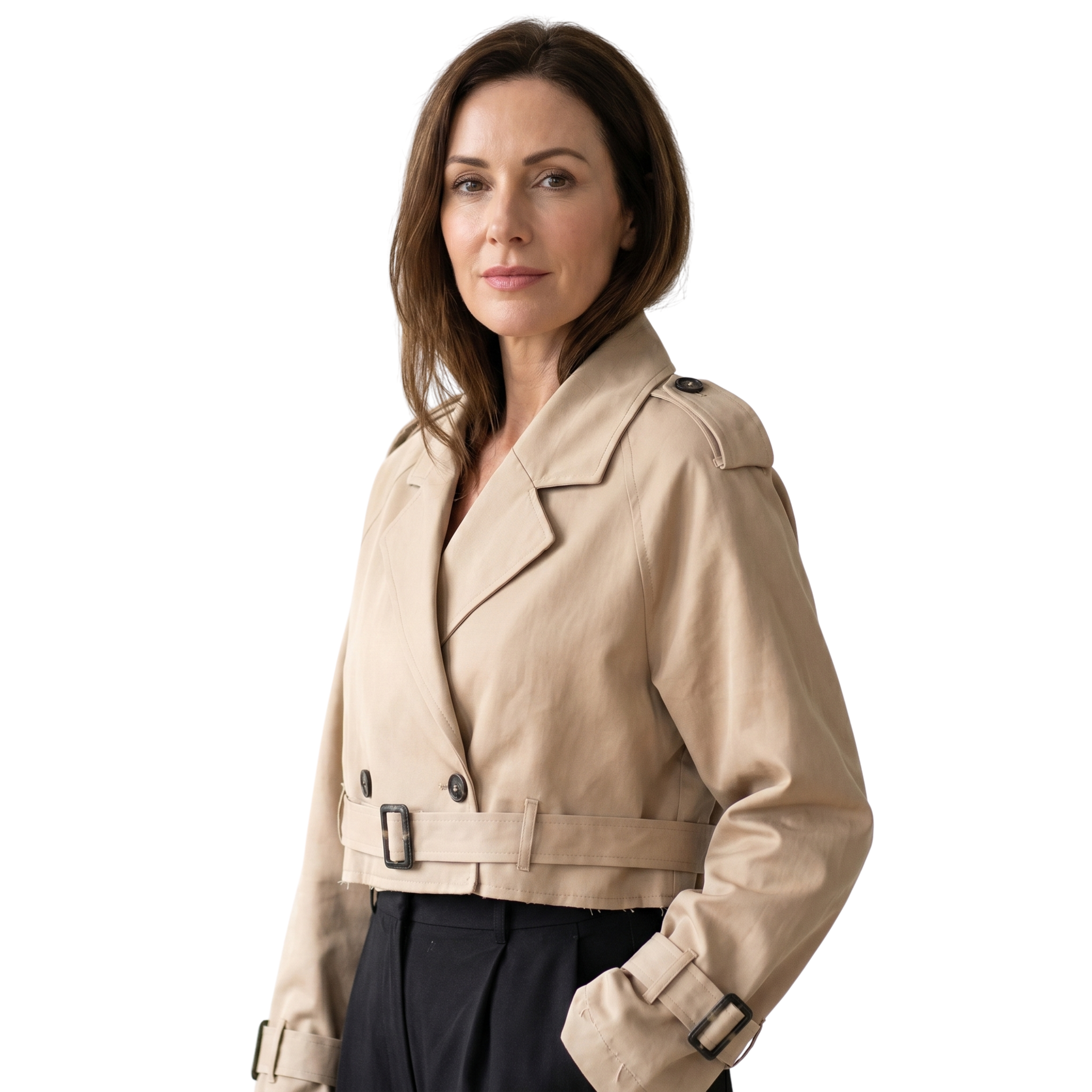 Dame Kort Trenchcoat med Bælte | Elegant Pasform