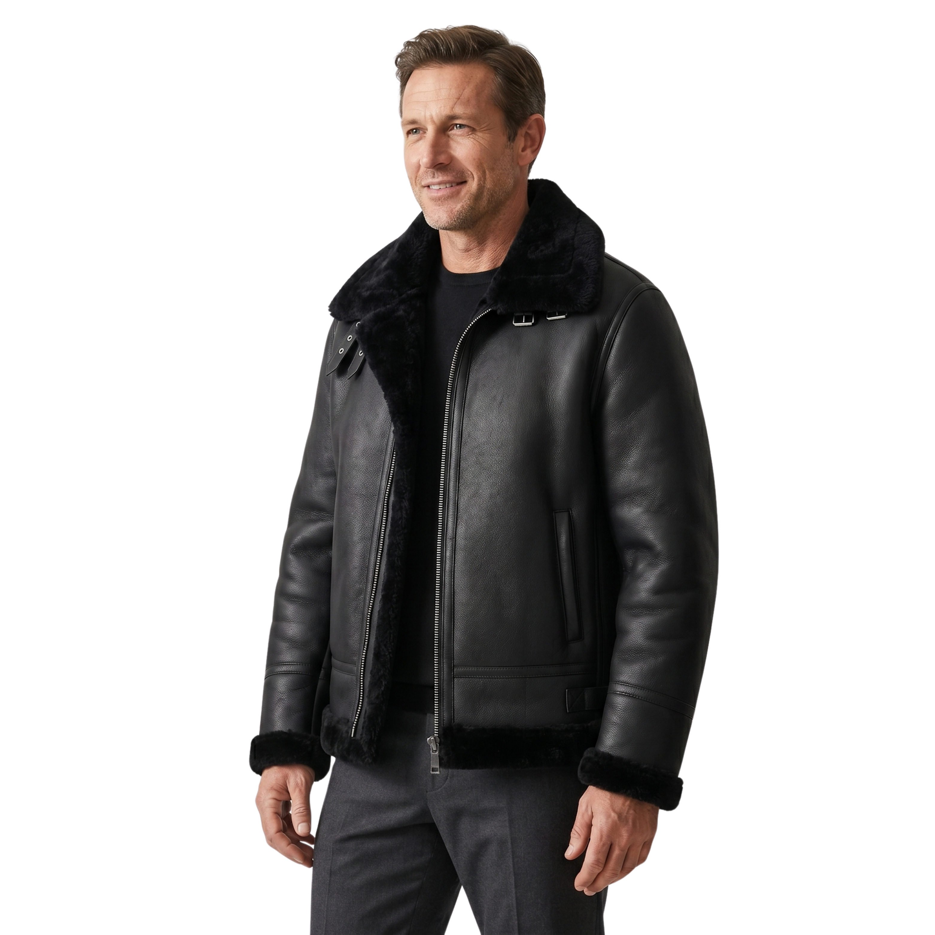 Herre Aviator Jakke med Varm Foring | Klassisk Pasform