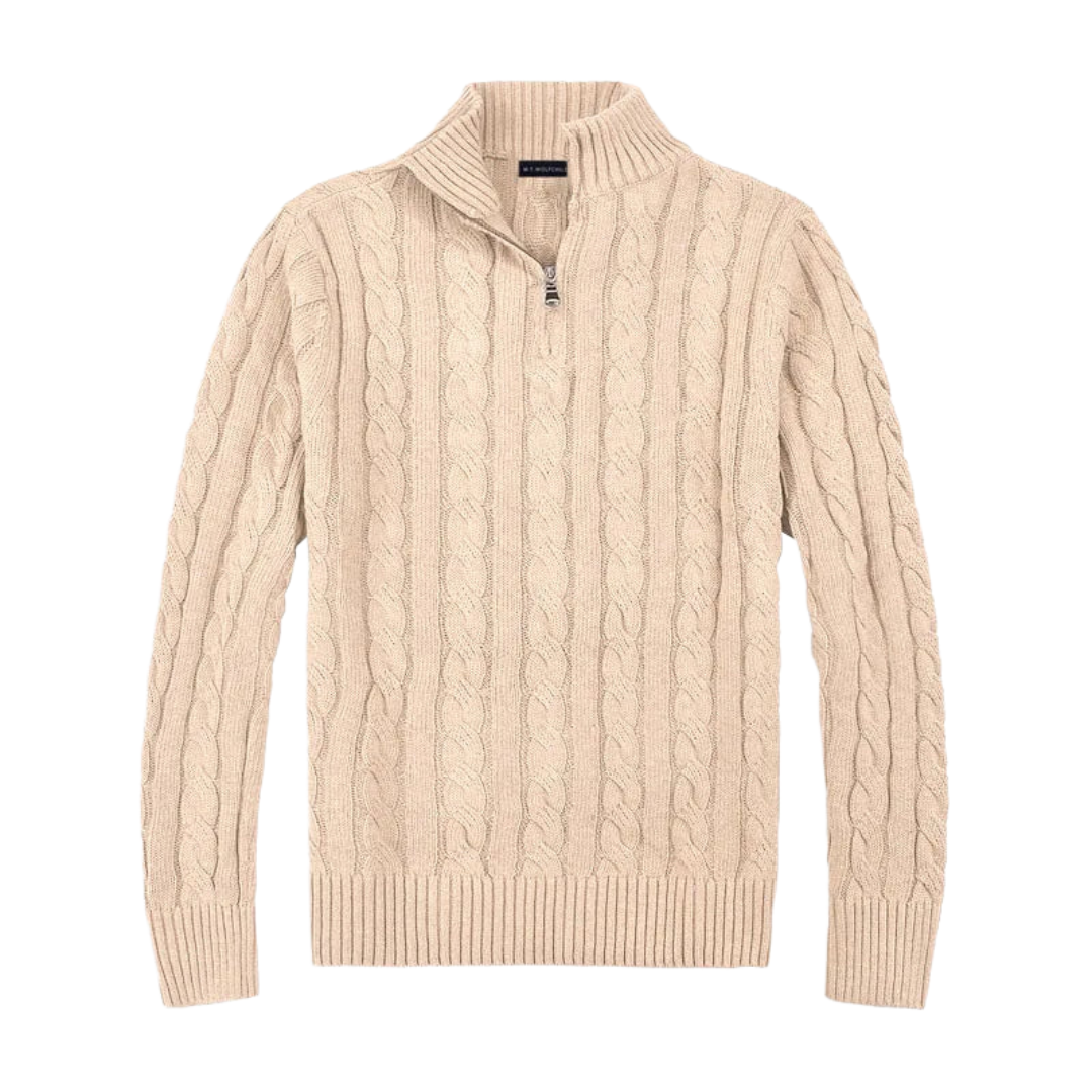Herre Strikket Half Zip Trøje | Komfortabel Pasform