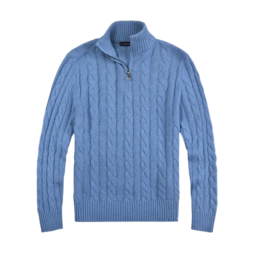 Herre Strikket Half Zip Trøje | Komfortabel Pasform